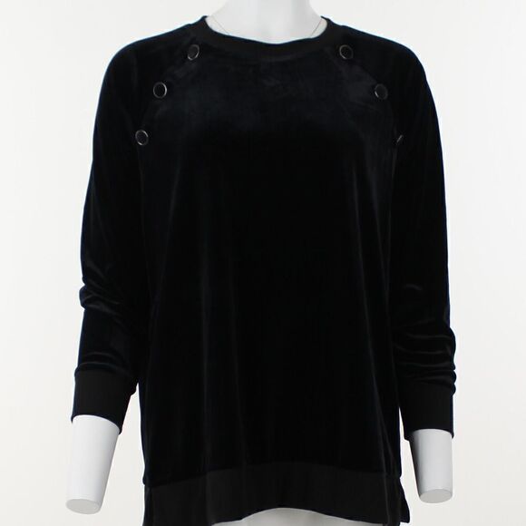 Anne Klein Button-Trim Velour Sweater - Picture 1 of 5